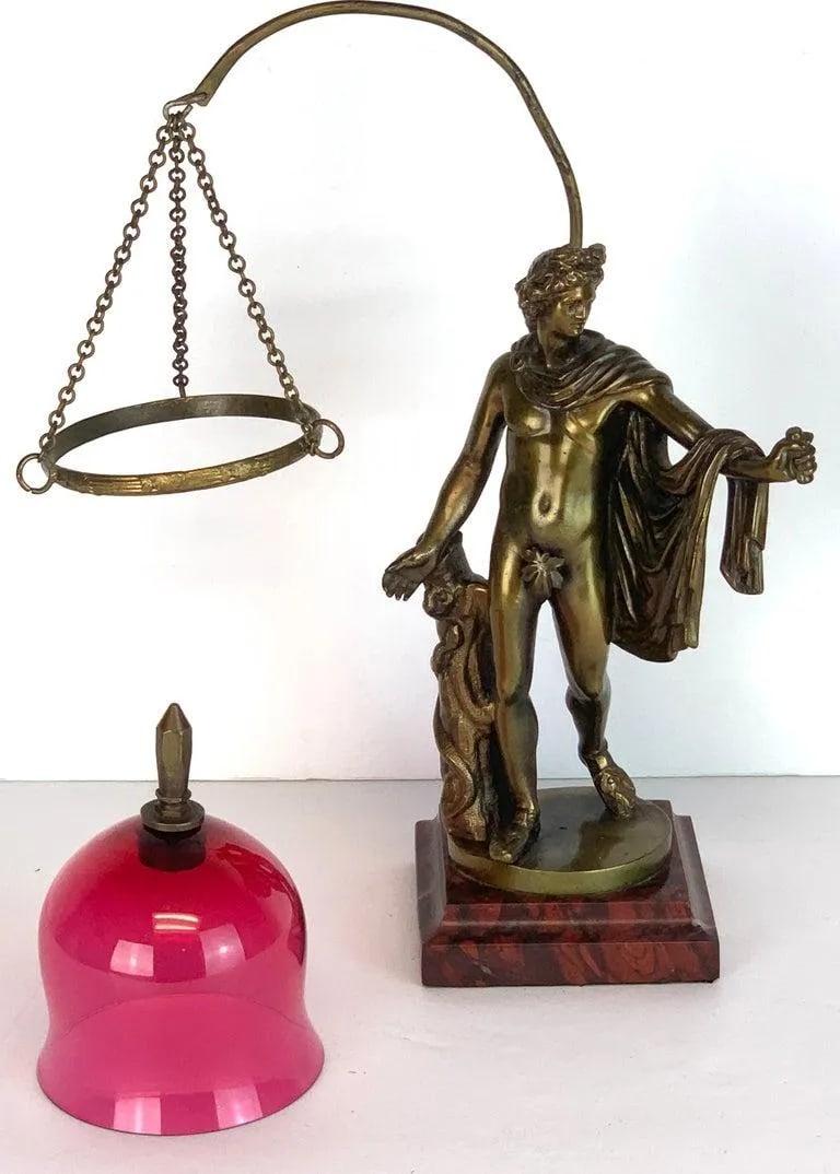 Grand Tour Bronze Apollo Belvedere after Leochares, Votive or Oil Lamp - 3