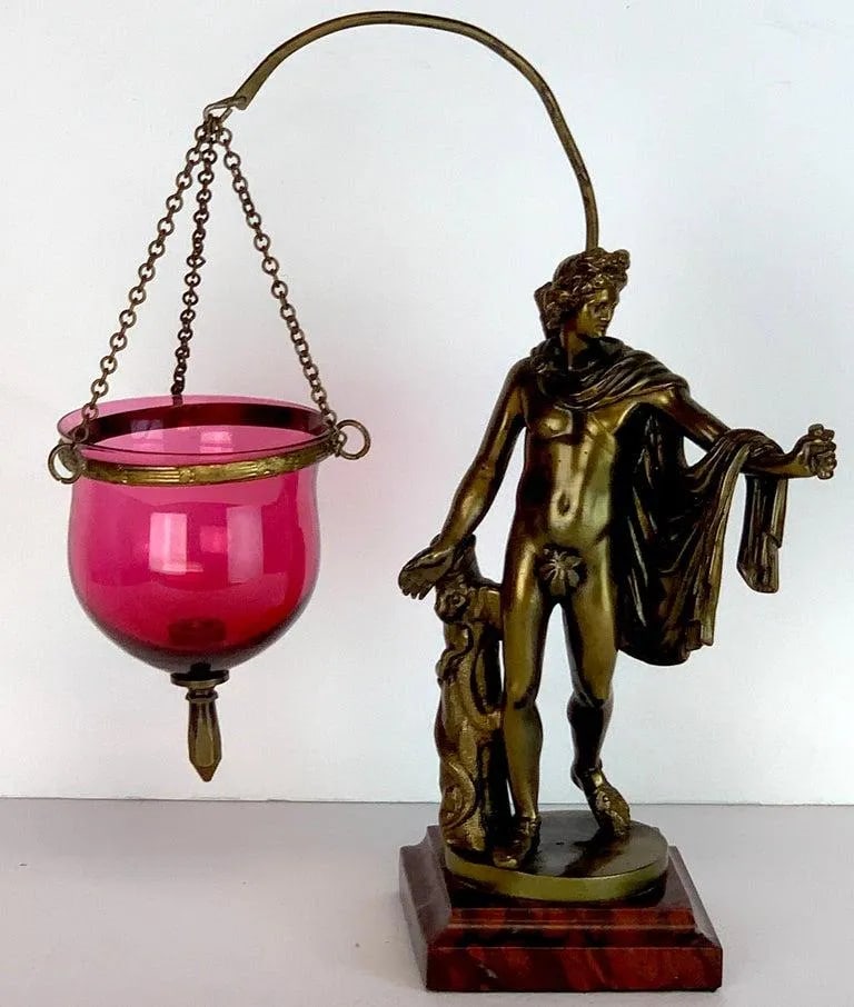 Grand Tour Bronze Apollo Belvedere after Leochares, Votive or Oil Lamp - 5