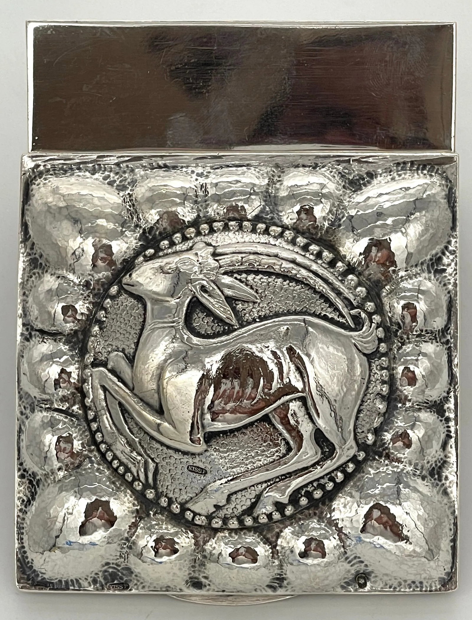Fine French Sterling Art Deco Ram Motif Square Table Box, Circa 1925 - 11