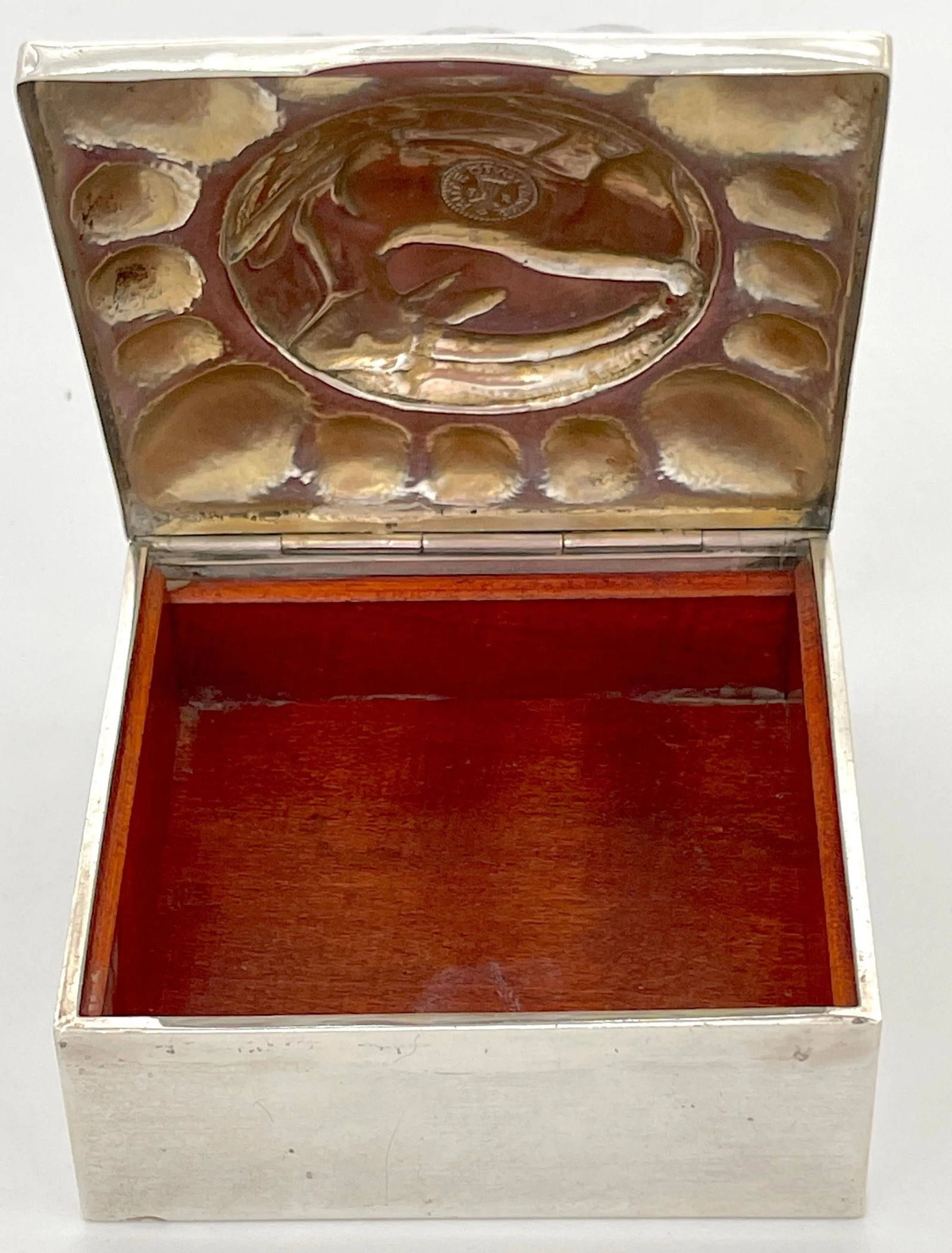 Fine French Sterling Art Deco Ram Motif Square Table Box, Circa 1925 - 3