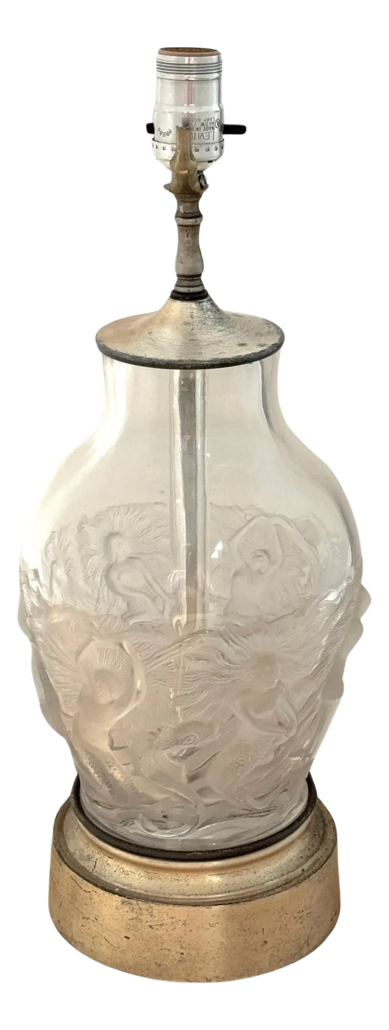 French Art Deco Crystal Lamp 'Mermaids & Dolphin's' by Verlys Glass: French Art Deco Crystal Lamp 'Mermaids & Dolphin's' by Verlys Glass France, Circa 1935 A rare and exquisite French Art Deco crystal lamp titled "Mermaids & Dolphins" by Verlys Glass, circa 1935. This