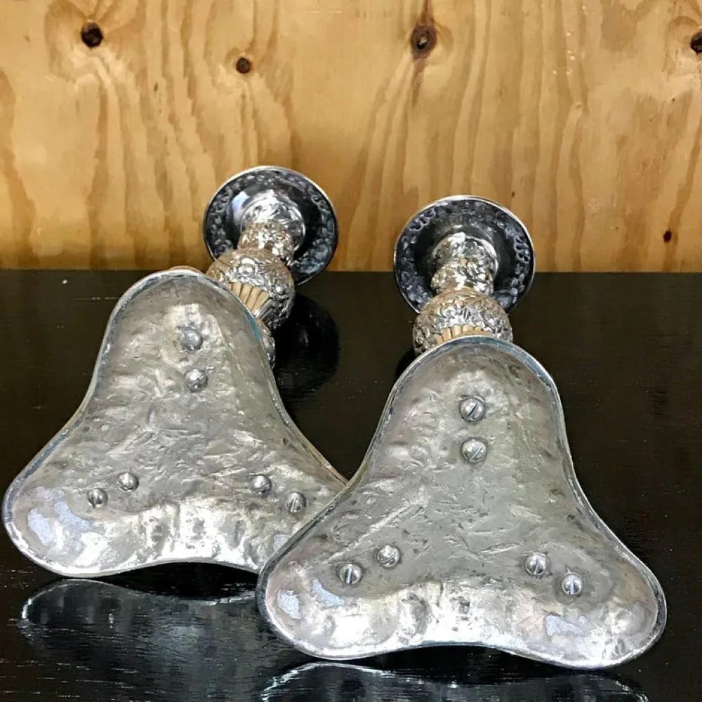 Antique Sheffield Plate Neoclassical Dolphin Motif Candlesticks - a Pair - 7