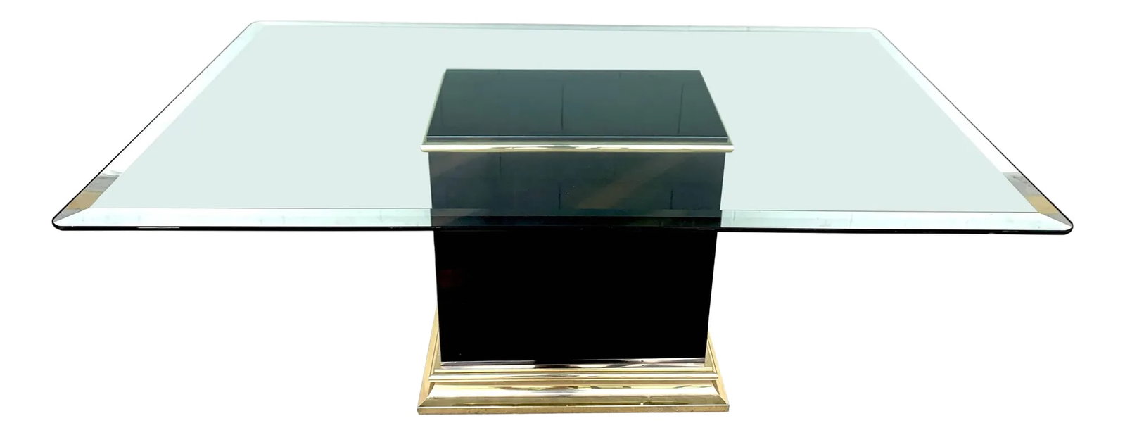 Pierre Cardin Black Lacquer & Brass Pedestal Dining Room/ Conference Table, 1989 (1 of 5)