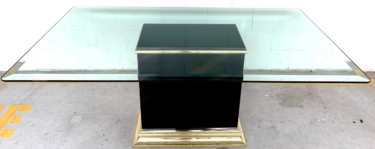 Pierre Cardin Black Lacquer & Brass Pedestal Dining Room/ Conference Table, 1989 - 2