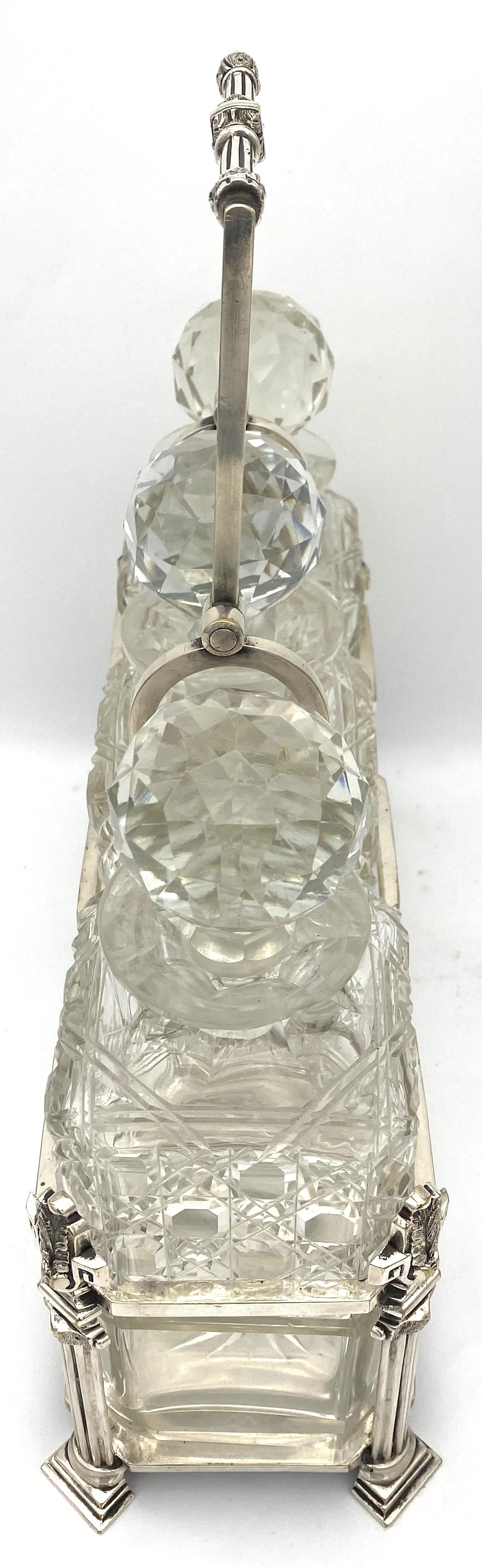 Antique English Silverplated Neoclassical Three Cut Glass Decanter/ Tauntless - 4