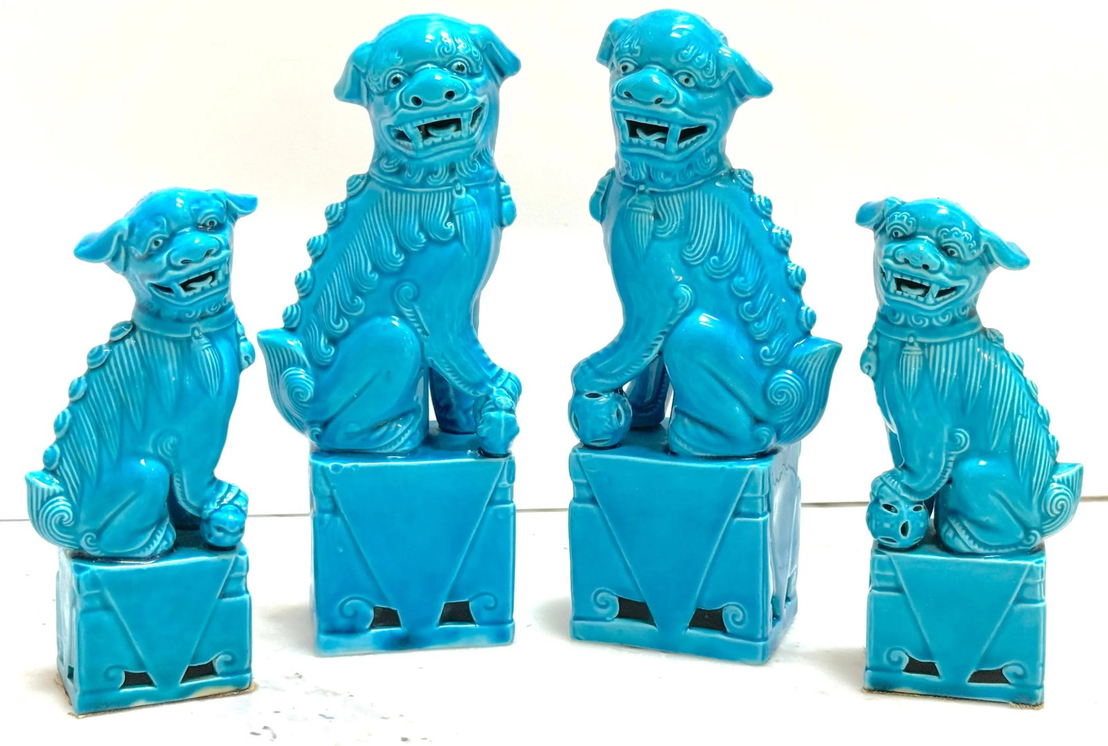 Turquoise Chinese Export Foo Dogs - Set of 4 - 2