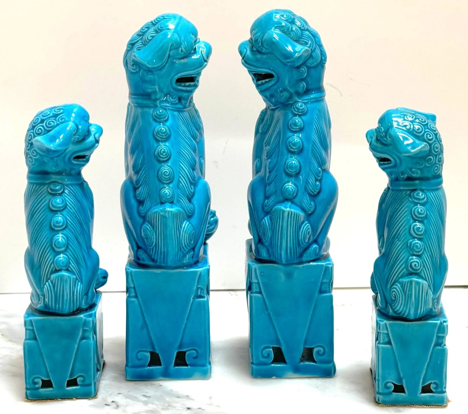 Turquoise Chinese Export Foo Dogs - Set of 4 - 3
