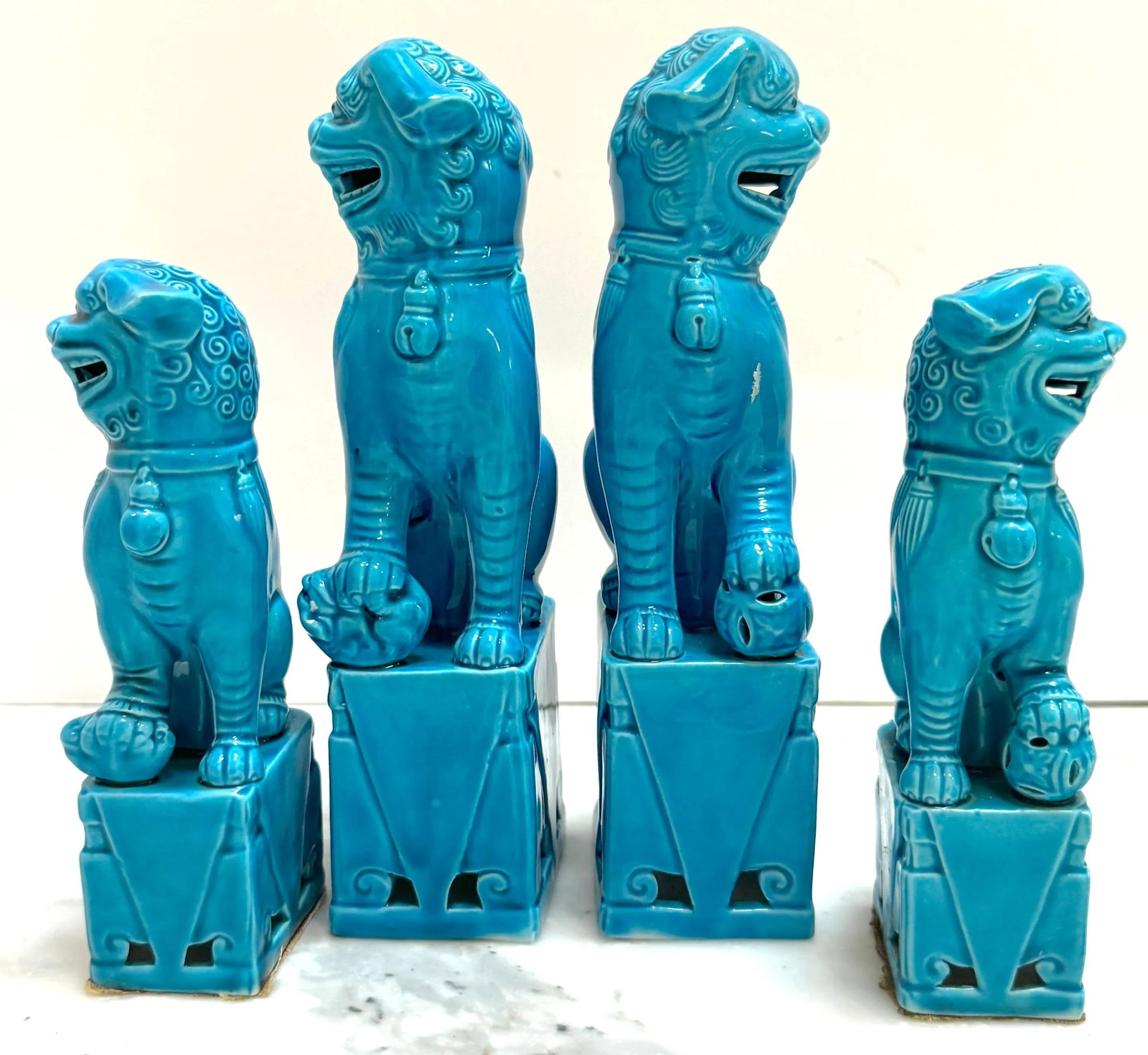 Turquoise Chinese Export Foo Dogs - Set of 4 - 5