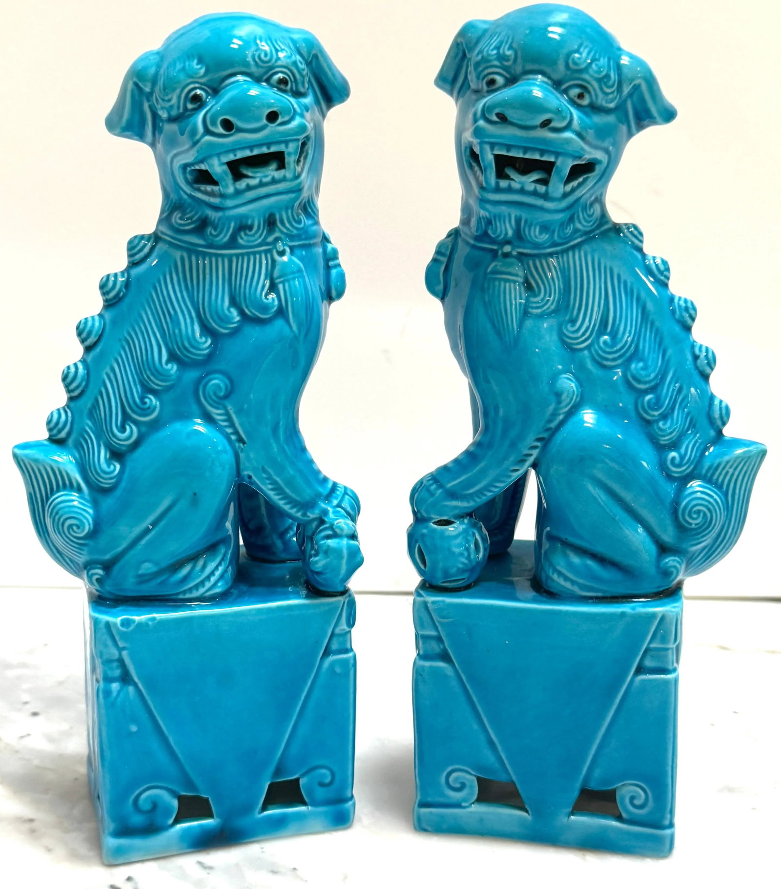 Turquoise Chinese Export Foo Dogs - Set of 4 - 6
