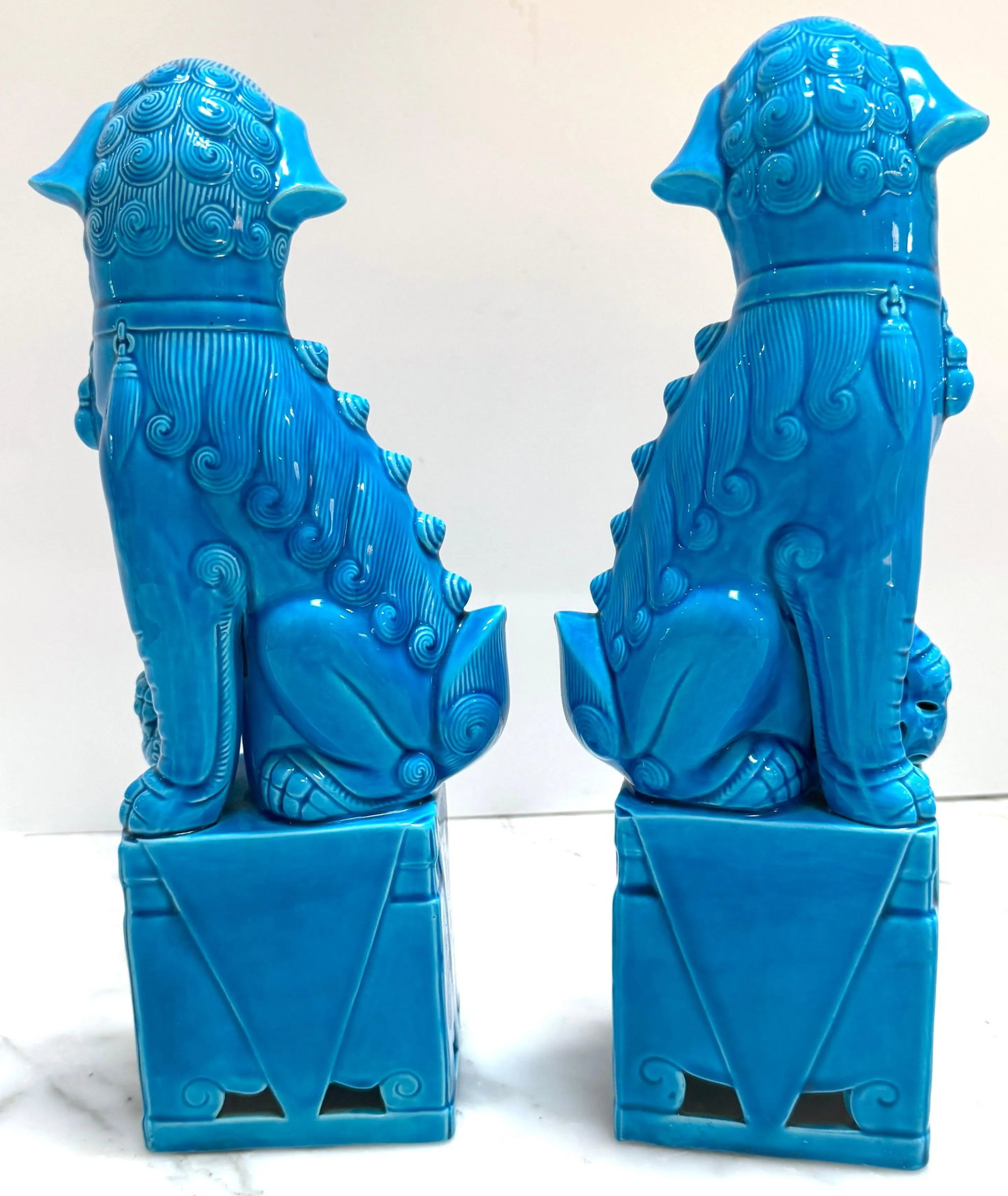 Large Chinese Export Turquoise Foo Dogs - a Pair - 6