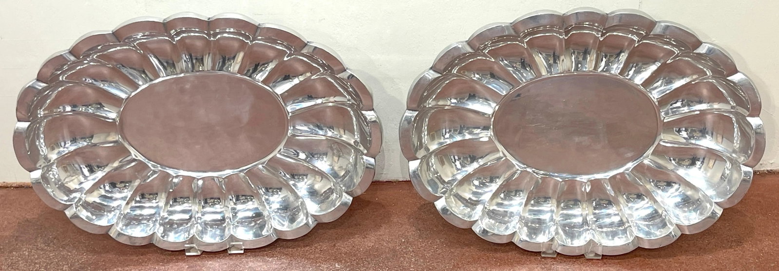 Monumental Arthur Court Neoclassical / Southwest Style Oval Salvers/Trays - a Pair - 5