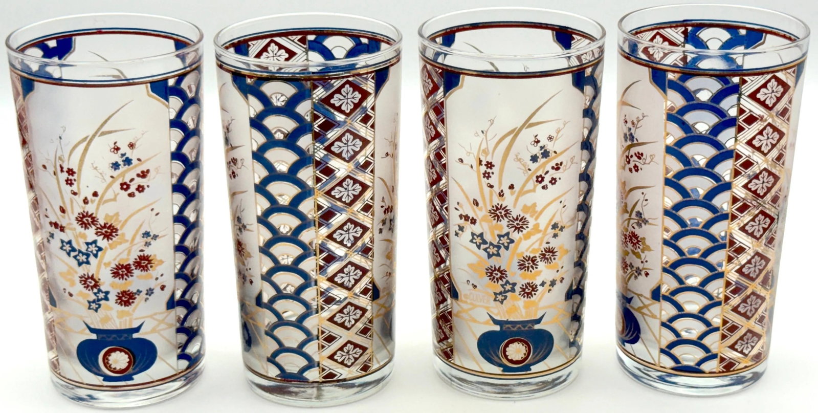 Chinoiserie' Pattern Tom Collins/ Tall Glasses by Culver USA, Circa 1960s - Set of 12 - 5