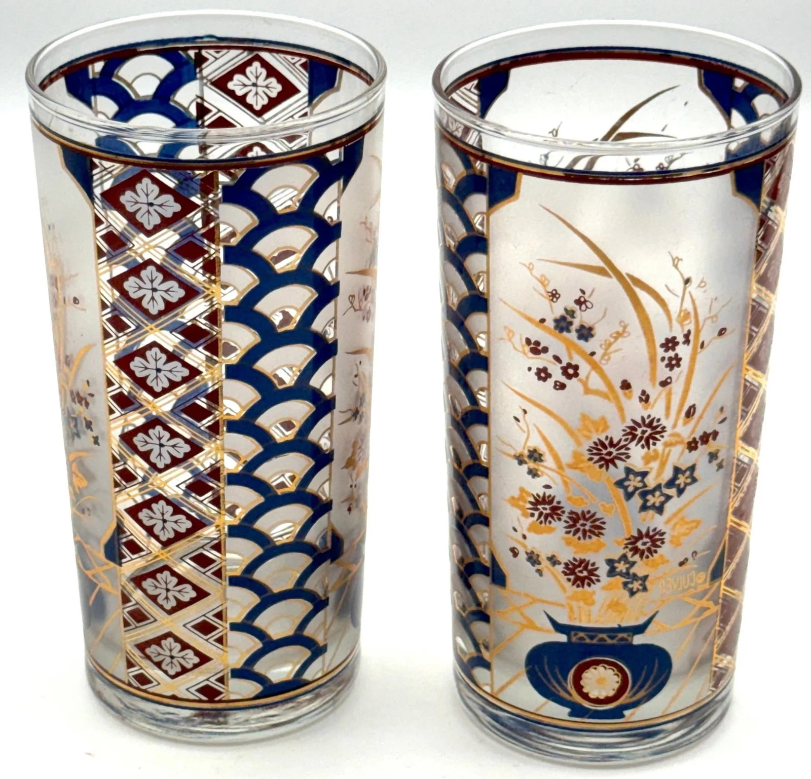 Chinoiserie' Pattern Tom Collins/ Tall Glasses by Culver USA, Circa 1960s - Set of 12 - 7