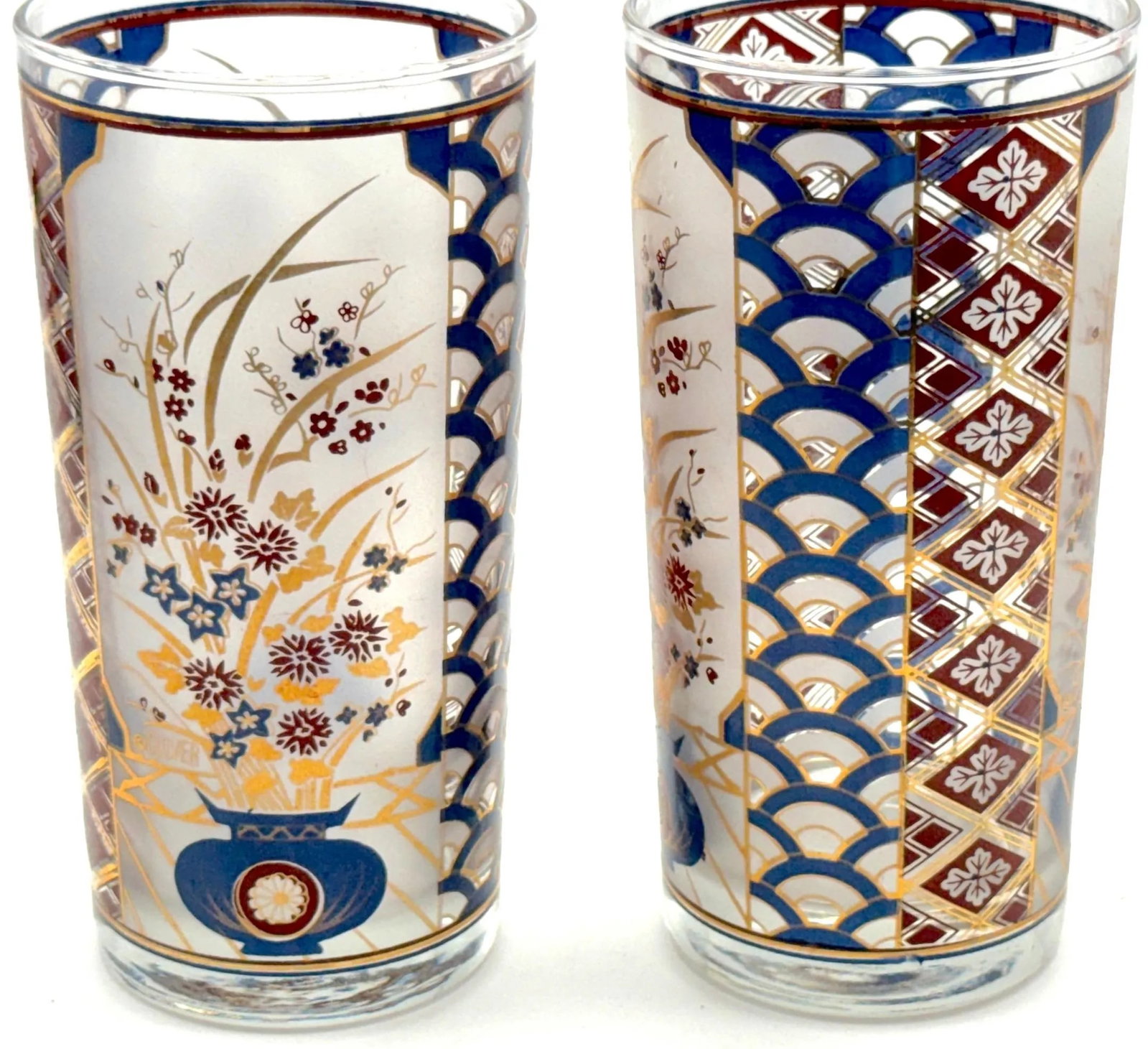 Chinoiserie' Pattern Tom Collins/ Tall Glasses by Culver USA, Circa 1960s - Set of 12 - 8