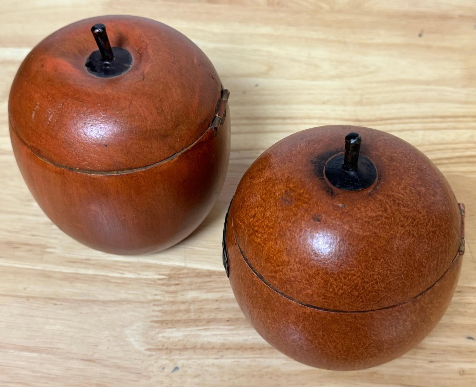 Two 20th Century English Style Polychromed Carved Wood Apple Boxes/ Tea Caddies - a Pair - 10