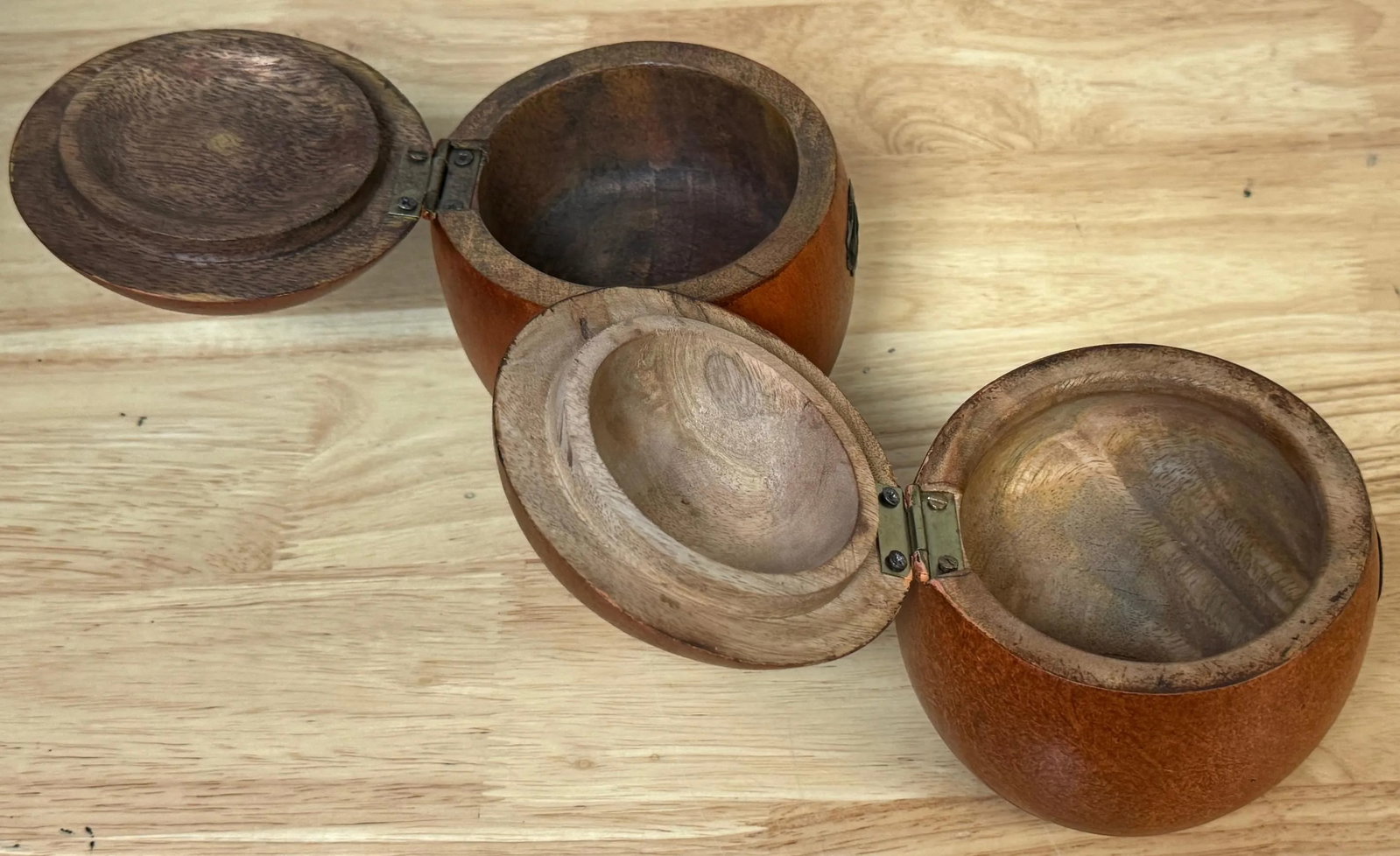 Two 20th Century English Style Polychromed Carved Wood Apple Boxes/ Tea Caddies - a Pair - 8