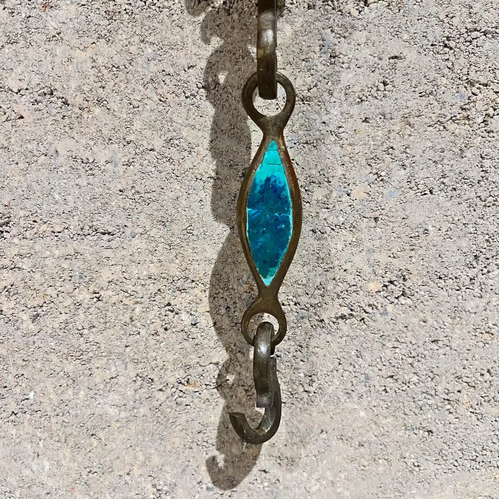 1958 Pepe Mendoza Hanging Lamp Chain Malachite Brass Mexico - 4