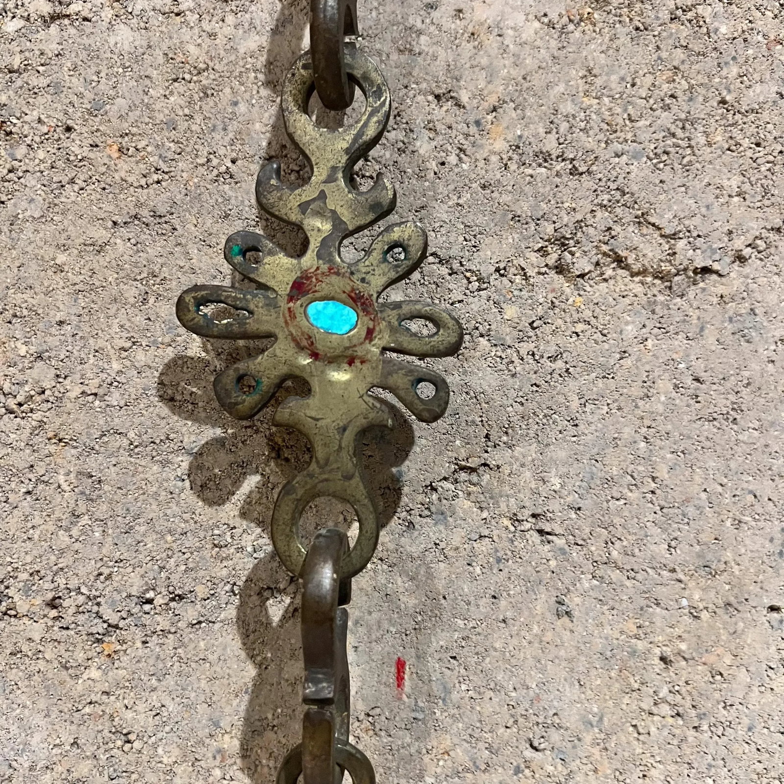 1958 Pepe Mendoza Hanging Lamp Chain Malachite Brass Mexico - 5