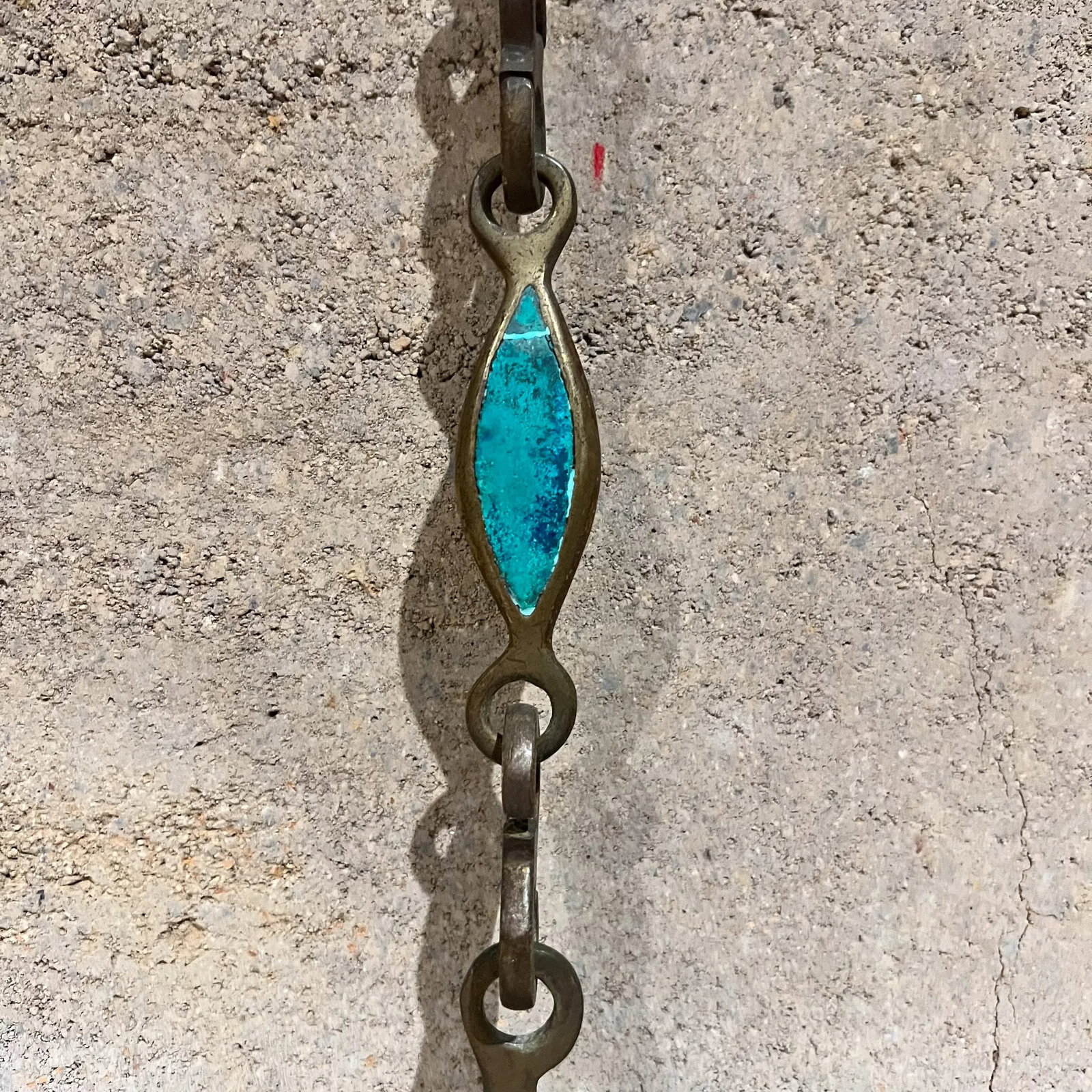1958 Pepe Mendoza Hanging Lamp Chain Malachite Brass Mexico - 7