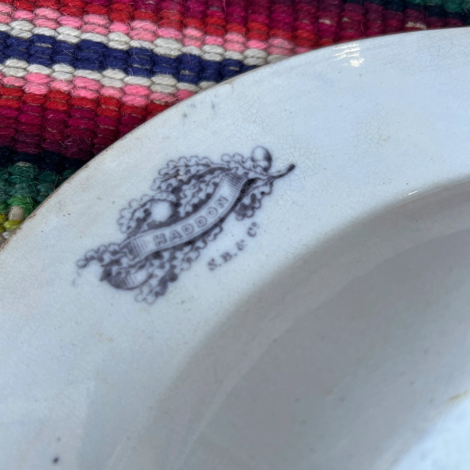 Antique English Staffordshire Mulberry Transfer Decorated Platter "Haddon", Circa 1840s - 9