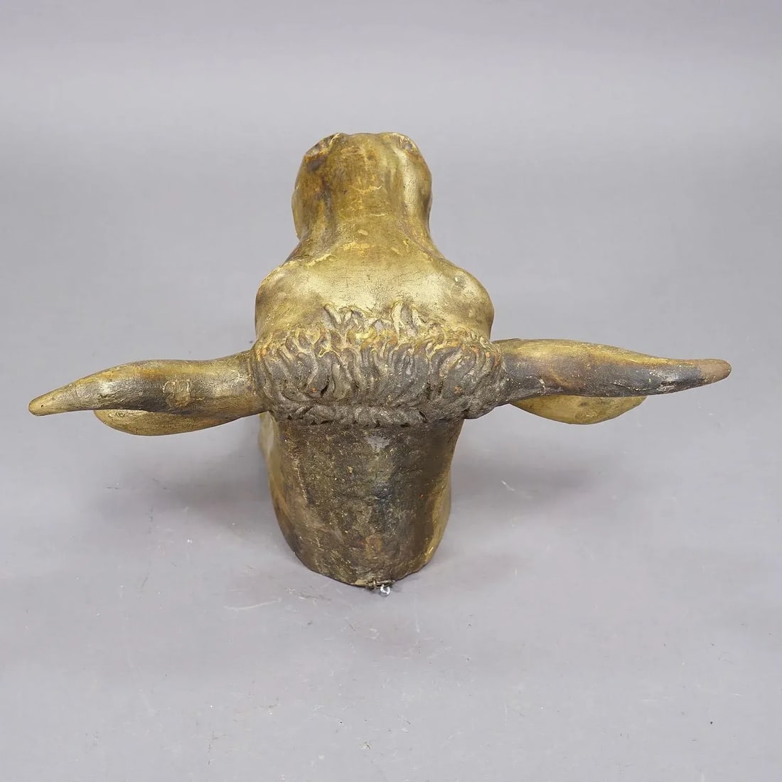 Antique Wooden Carved Gilded Bull's Head Ca. 1840s - 5