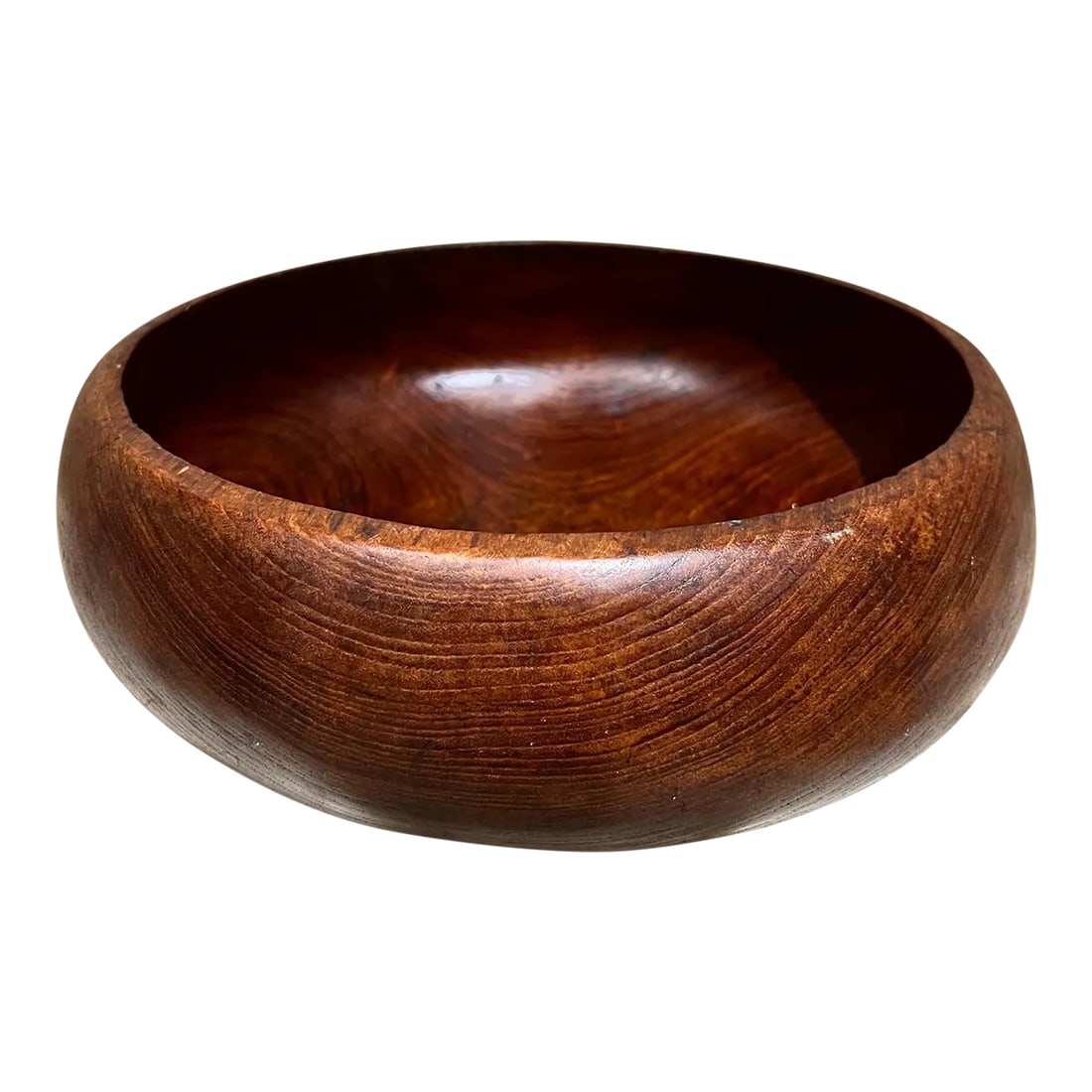 1960s Solid Teak Bowl Scandinavian Modern: AMBIANIC presents Vintage Scandinavian Modern Teak bowl Unmarked in the style of Jens Quistgaard for Dansk Solid wood. 4 h x 12 Diameter Preowned vintage Refer to images Condition: Alterations: Origin