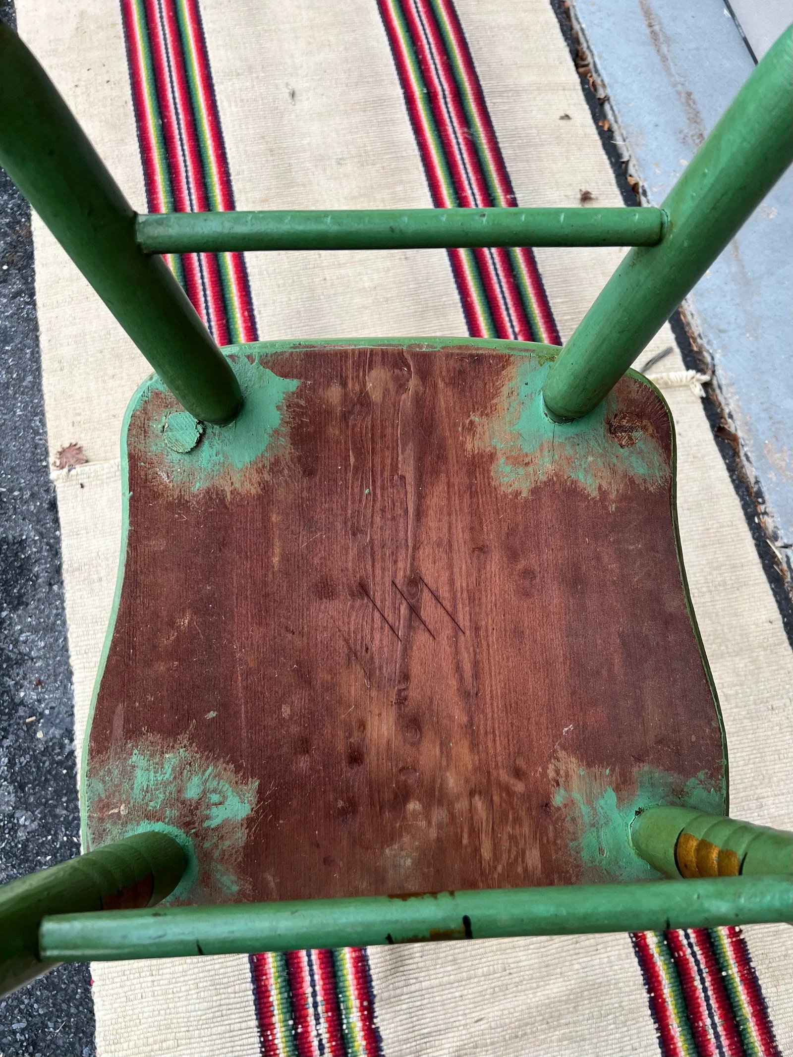 Antique Pennsylvania Paint Decorated Plank Seat Farmhouse Rocking Chair, 1850's - 12