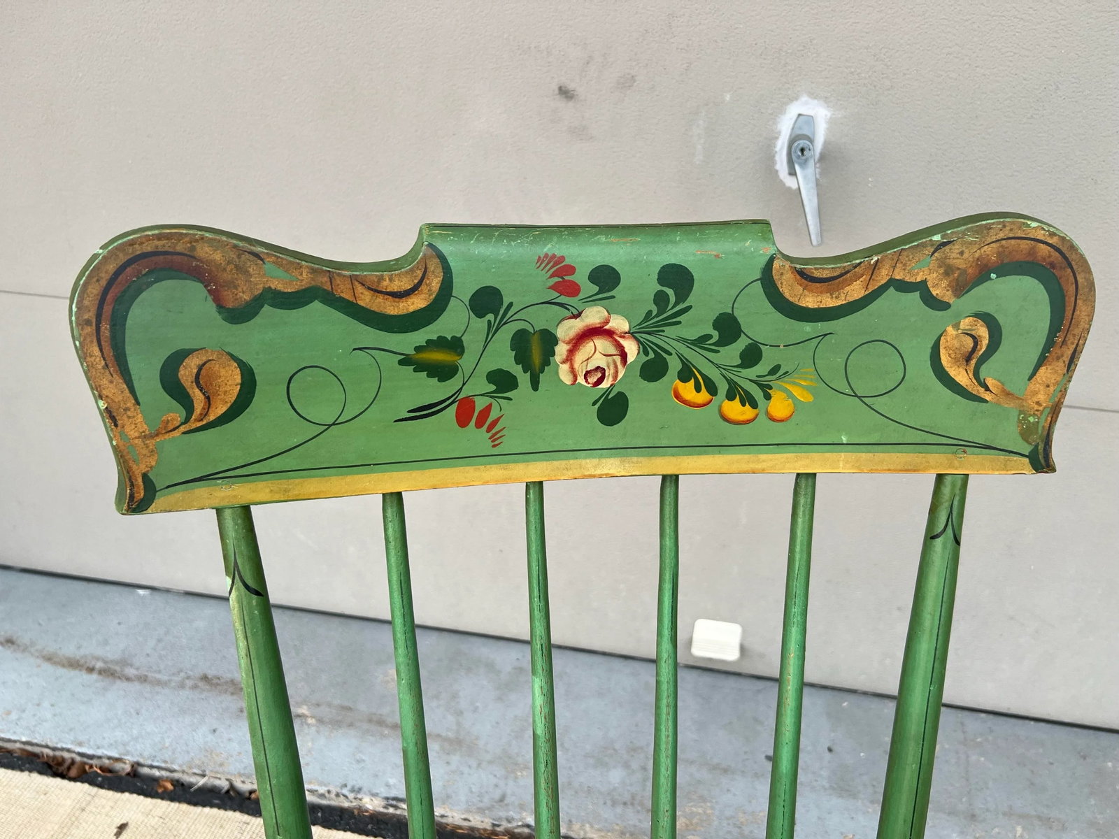 Antique Pennsylvania Paint Decorated Plank Seat Farmhouse Rocking Chair, 1850's - 2
