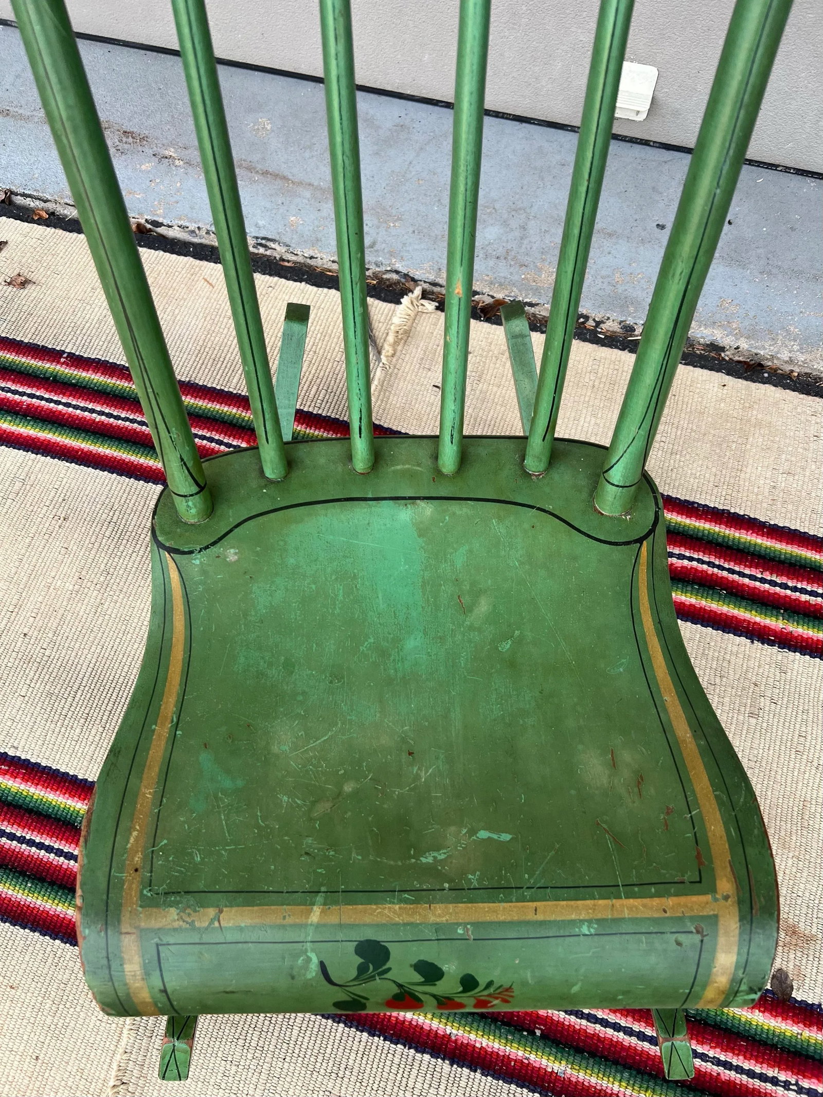 Antique Pennsylvania Paint Decorated Plank Seat Farmhouse Rocking Chair, 1850's - 3
