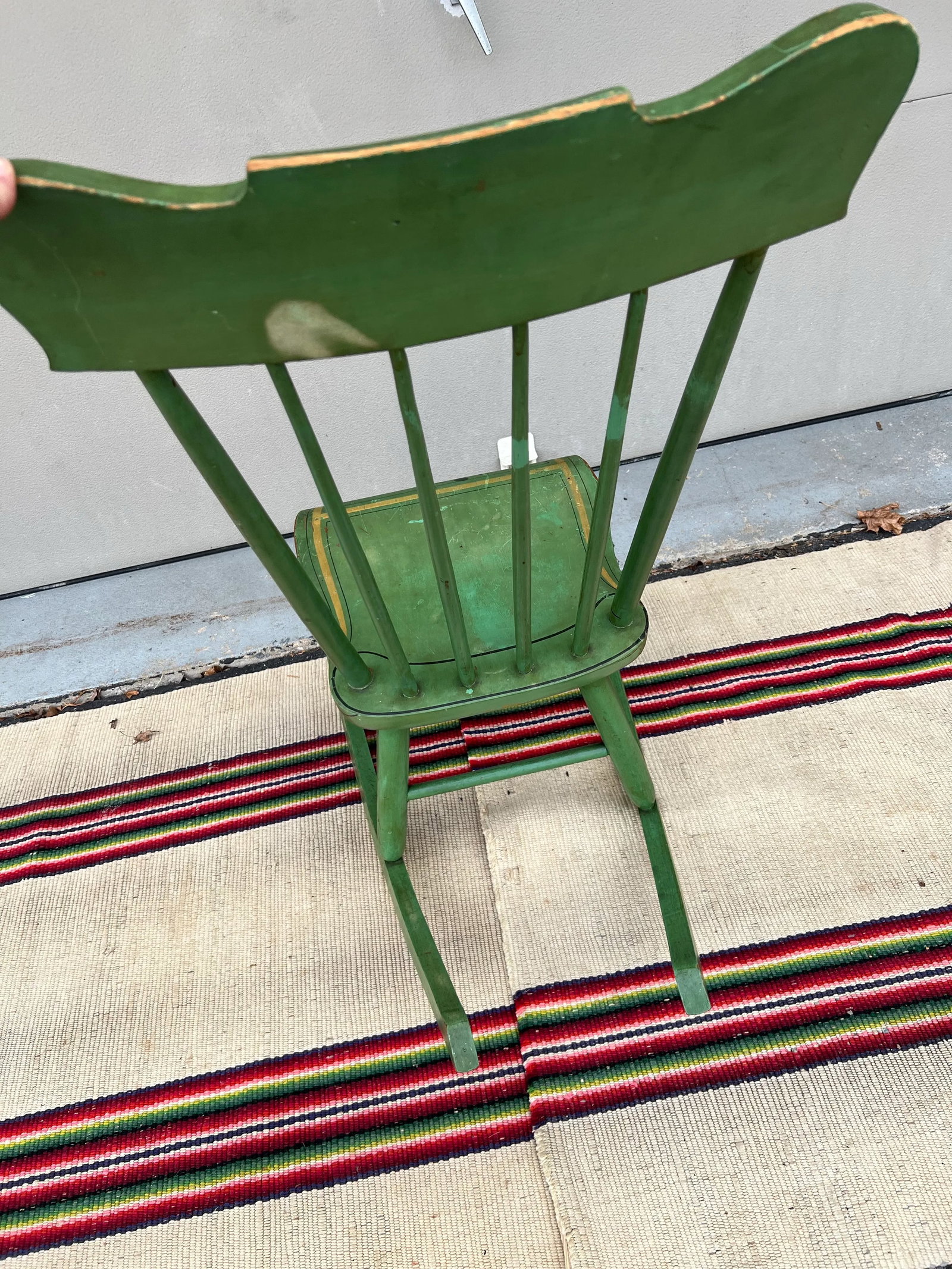 Antique Pennsylvania Paint Decorated Plank Seat Farmhouse Rocking Chair, 1850's - 6
