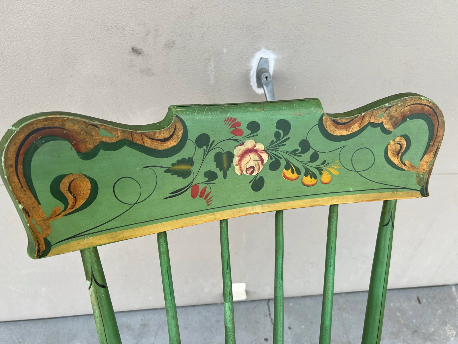 Antique Pennsylvania Paint Decorated Plank Seat Farmhouse Rocking Chair, 1850's - 8
