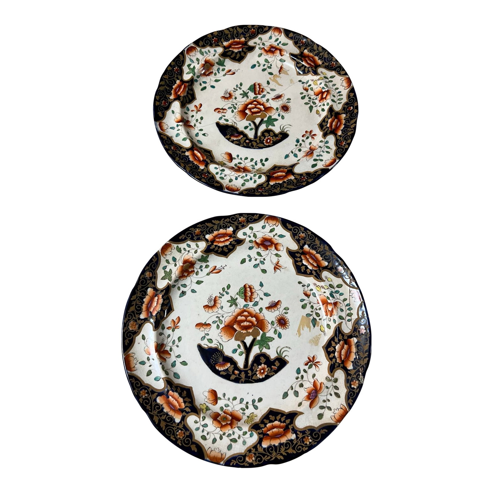 A Fine Pair of Antique Royal Crown Derby Plates, With Staple Repairs, Circa 1820's (1 of 12)