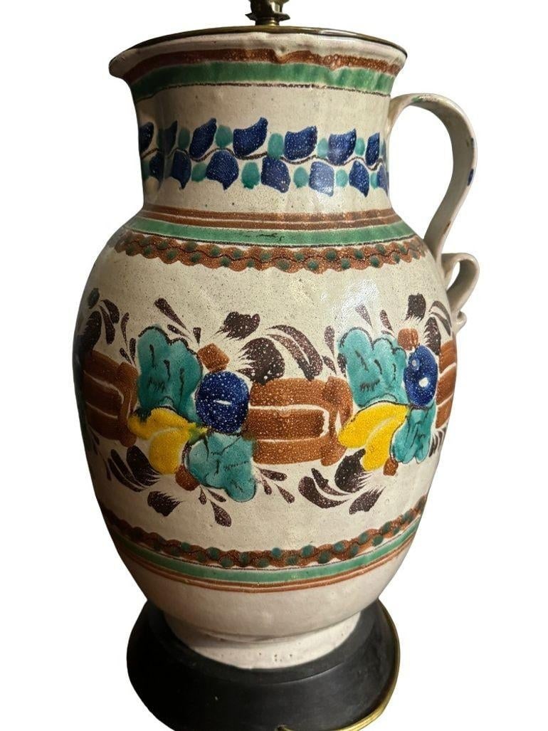 Vintage 1960s Colorful Mexican Pitcher Table Lamps - Set of 2 - 13