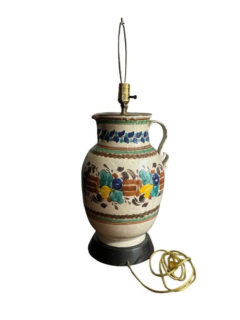 Vintage 1960s Colorful Mexican Pitcher Table Lamps - Set of 2 - 8