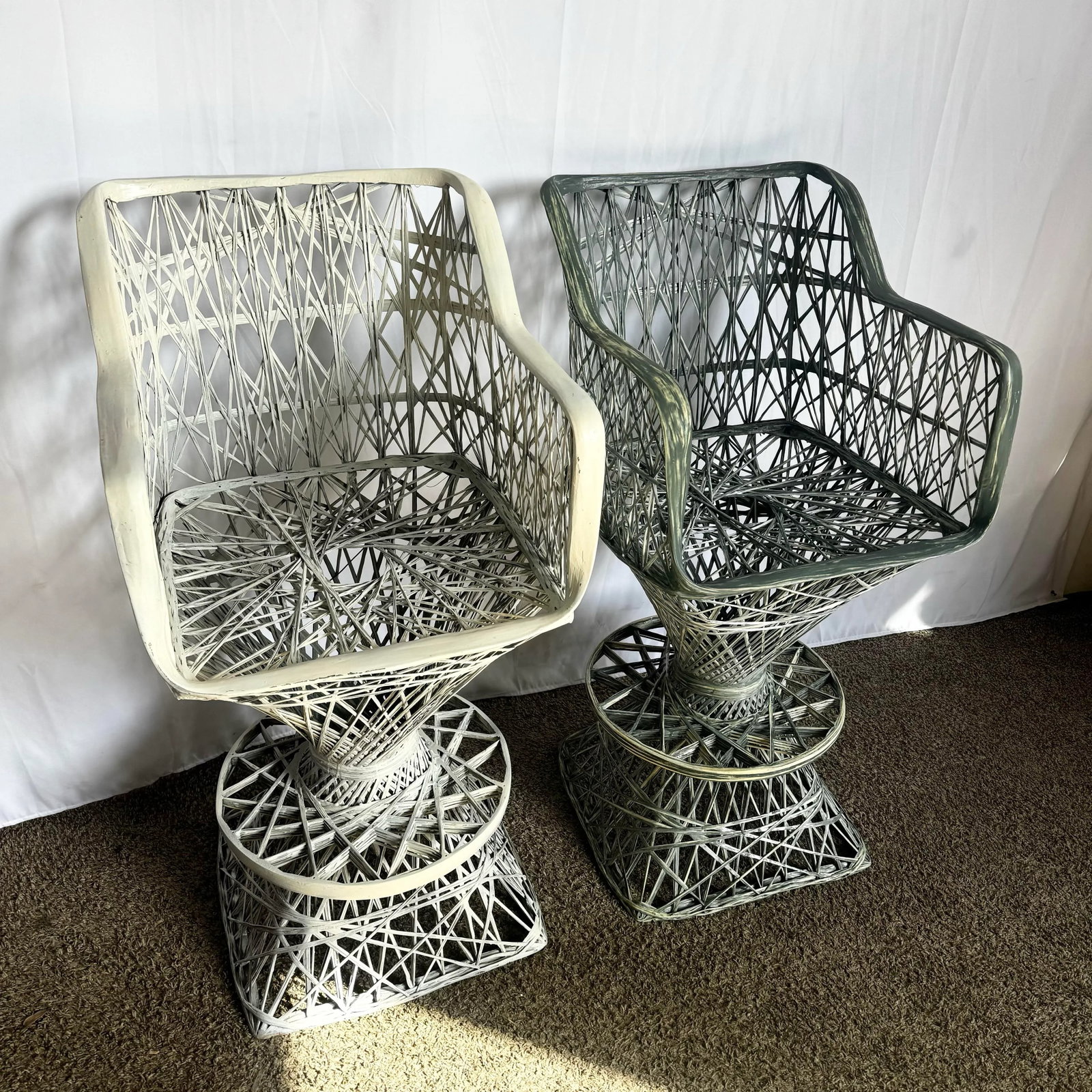 Mid Century Modern Spun Fiberglass Stools - A Pair - 2