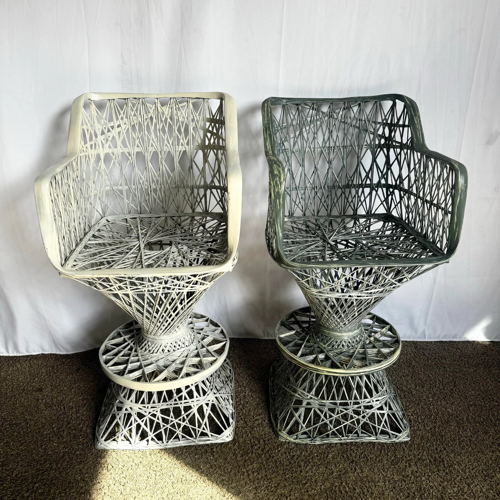 Mid Century Modern Spun Fiberglass Stools - A Pair - 3