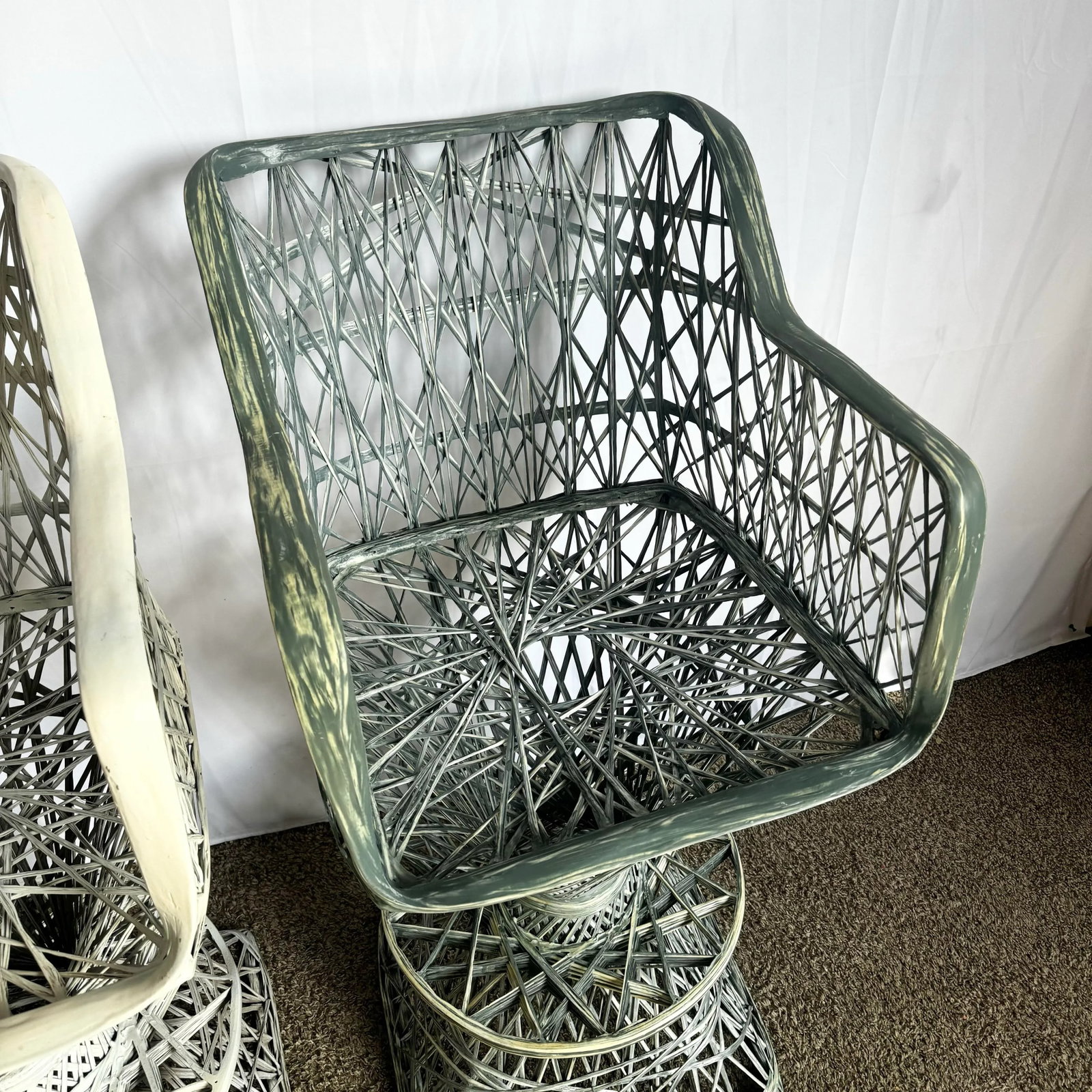 Mid Century Modern Spun Fiberglass Stools - A Pair - 5