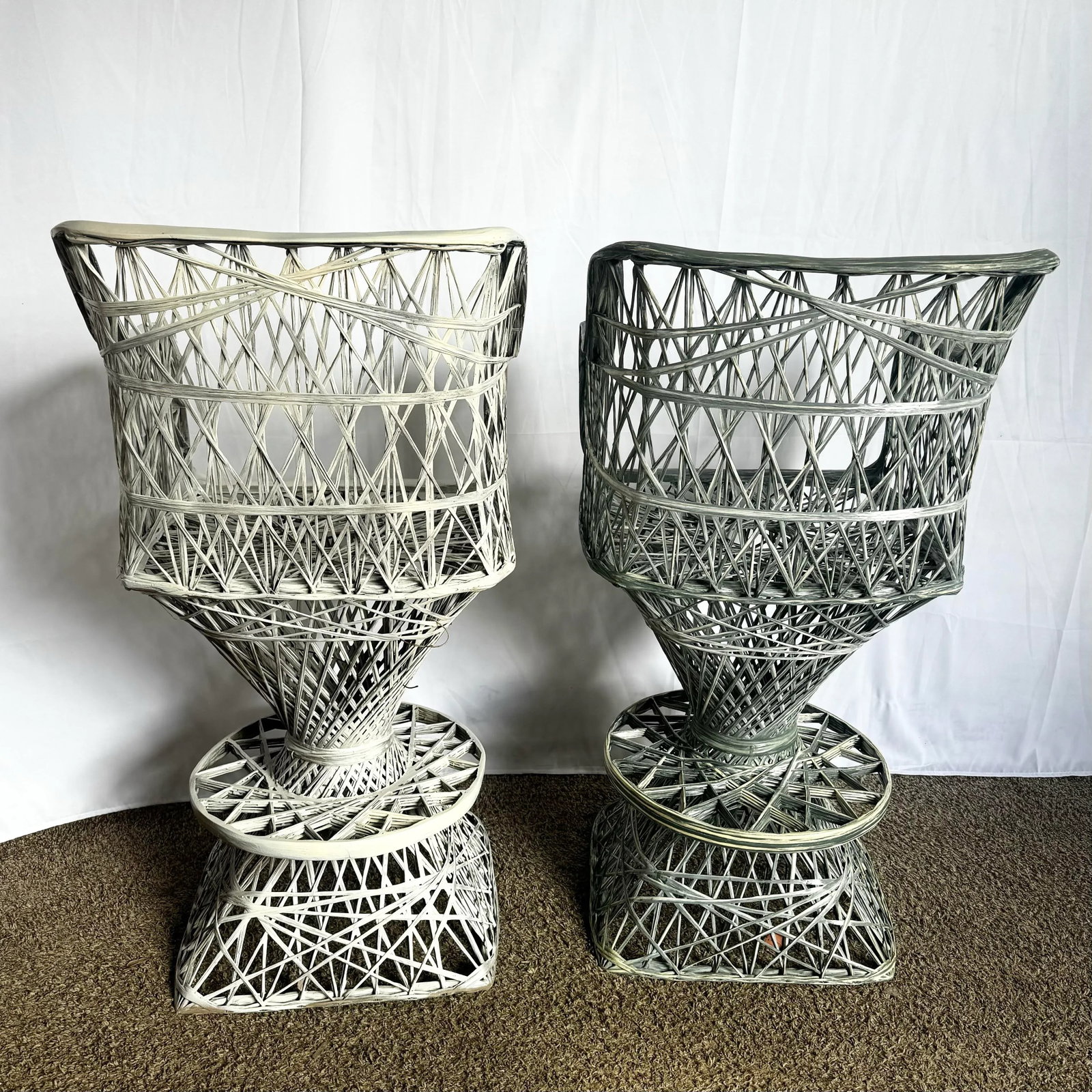 Mid Century Modern Spun Fiberglass Stools - A Pair - 6