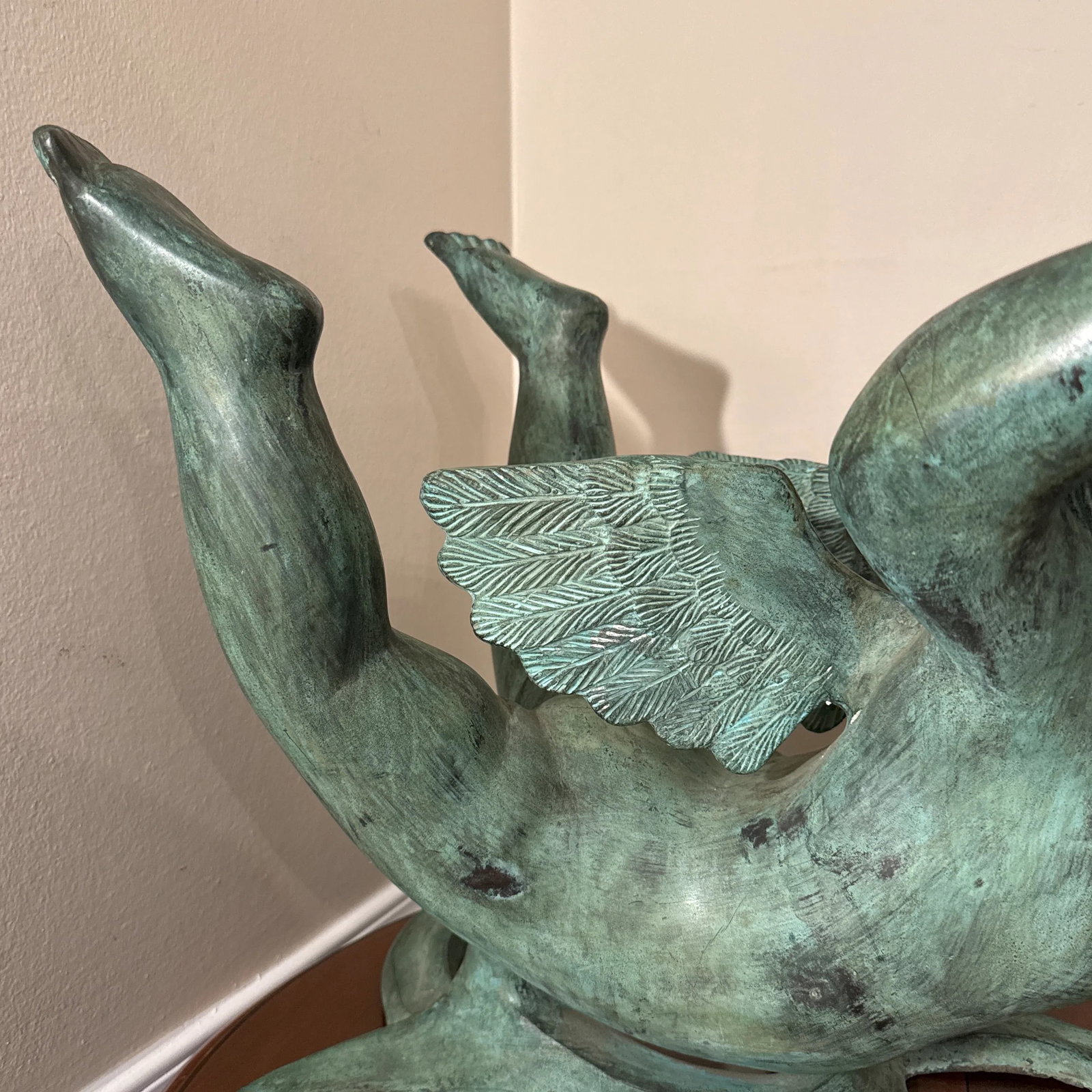 Vintage French Style Bronze Cherub Sculpture ~ Signed Mk - 5