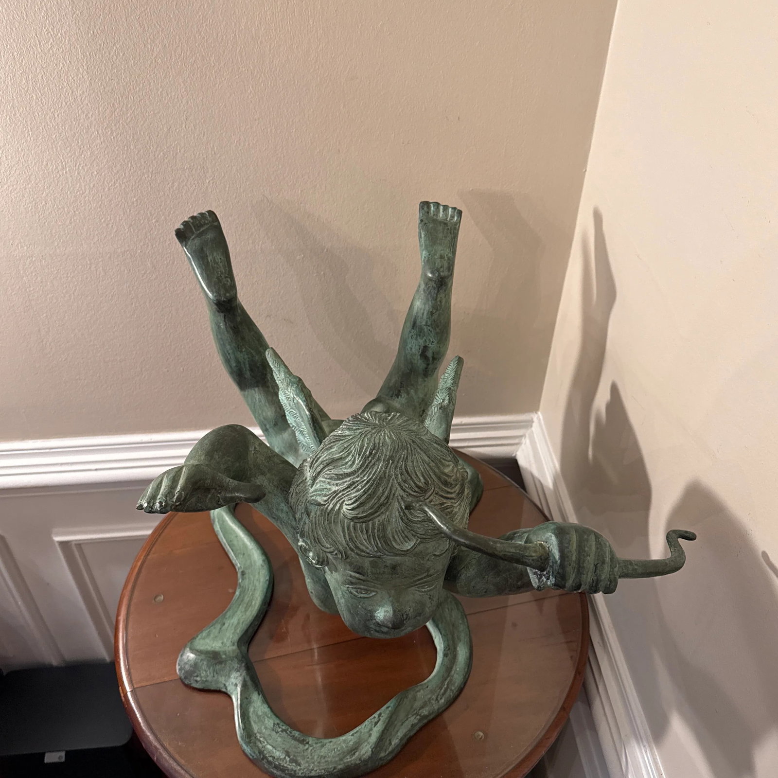 Vintage French Style Bronze Cherub Sculpture ~ Signed Mk - 6