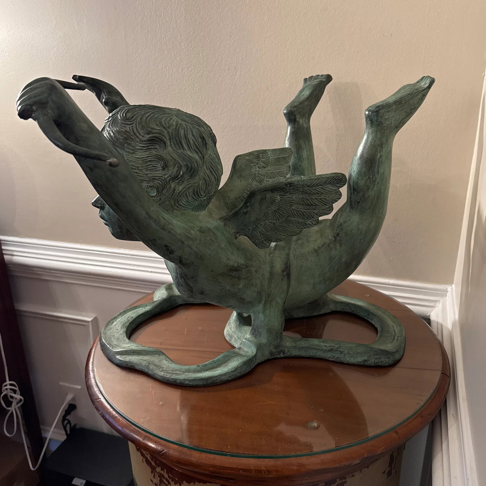 Vintage French Style Bronze Cherub Sculpture ~ Signed Mk - 7