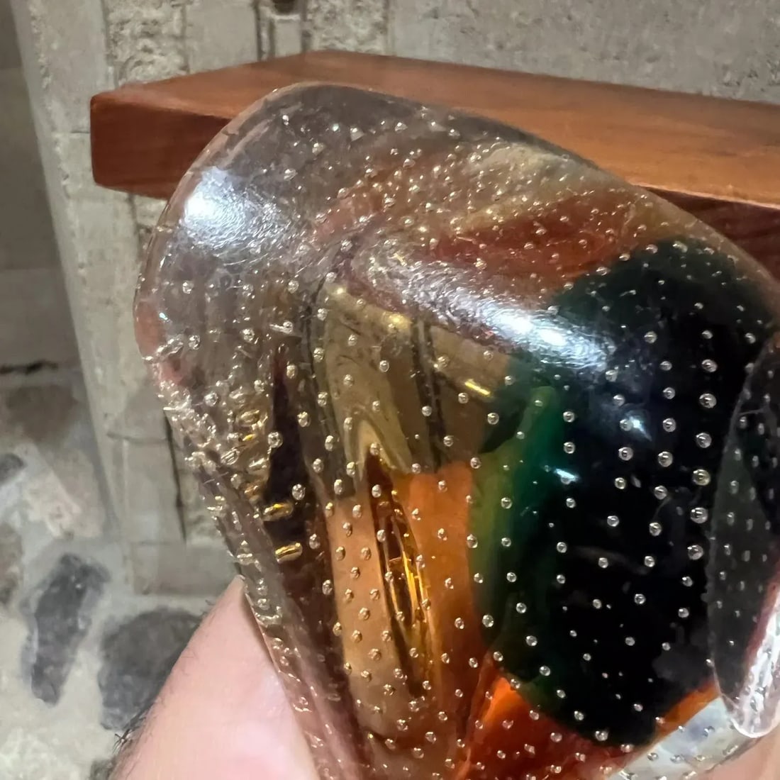 1950s Murano Art Glass Ashtray Pair Controlled Bubble Italy - 2