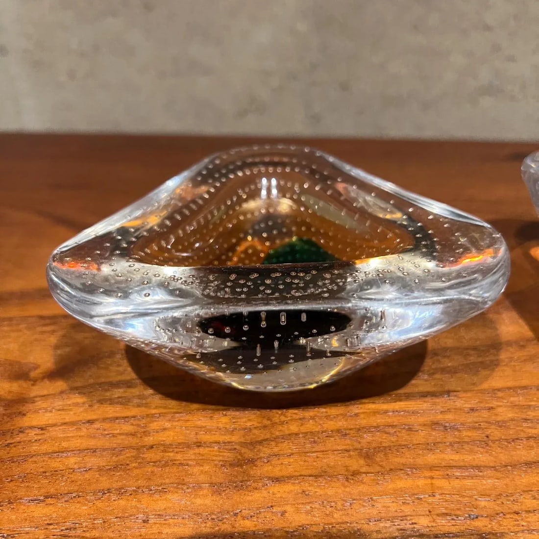 1950s Murano Art Glass Ashtray Pair Controlled Bubble Italy - 4