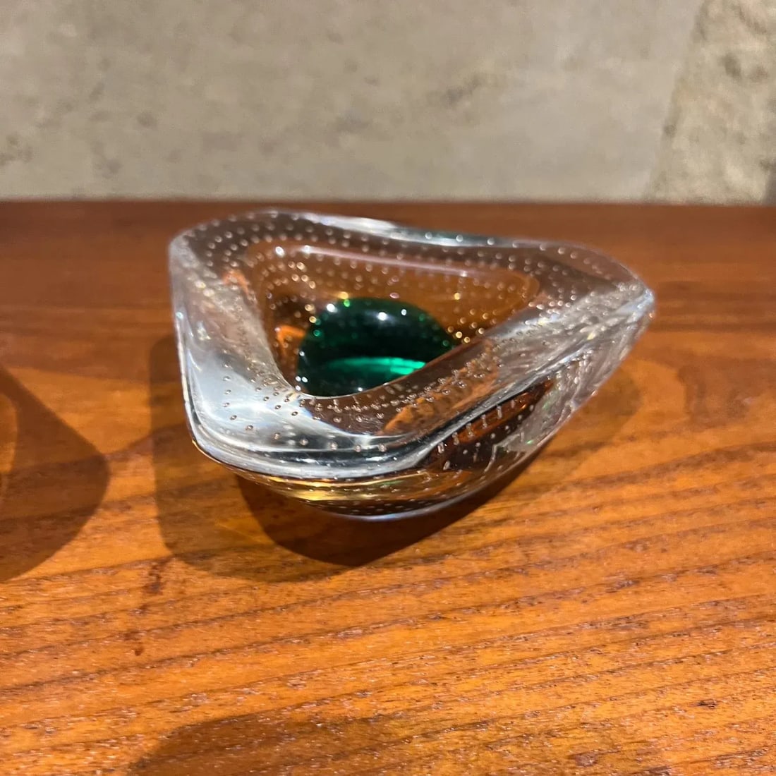 1950s Murano Art Glass Ashtray Pair Controlled Bubble Italy - 8