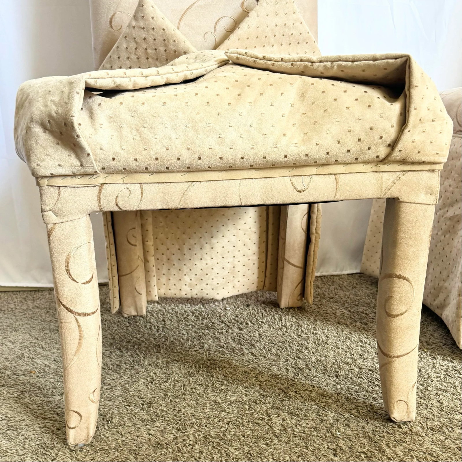 Regency Tan and Gold Fabric Skirted Dining Chairs - Set of 6 - 11