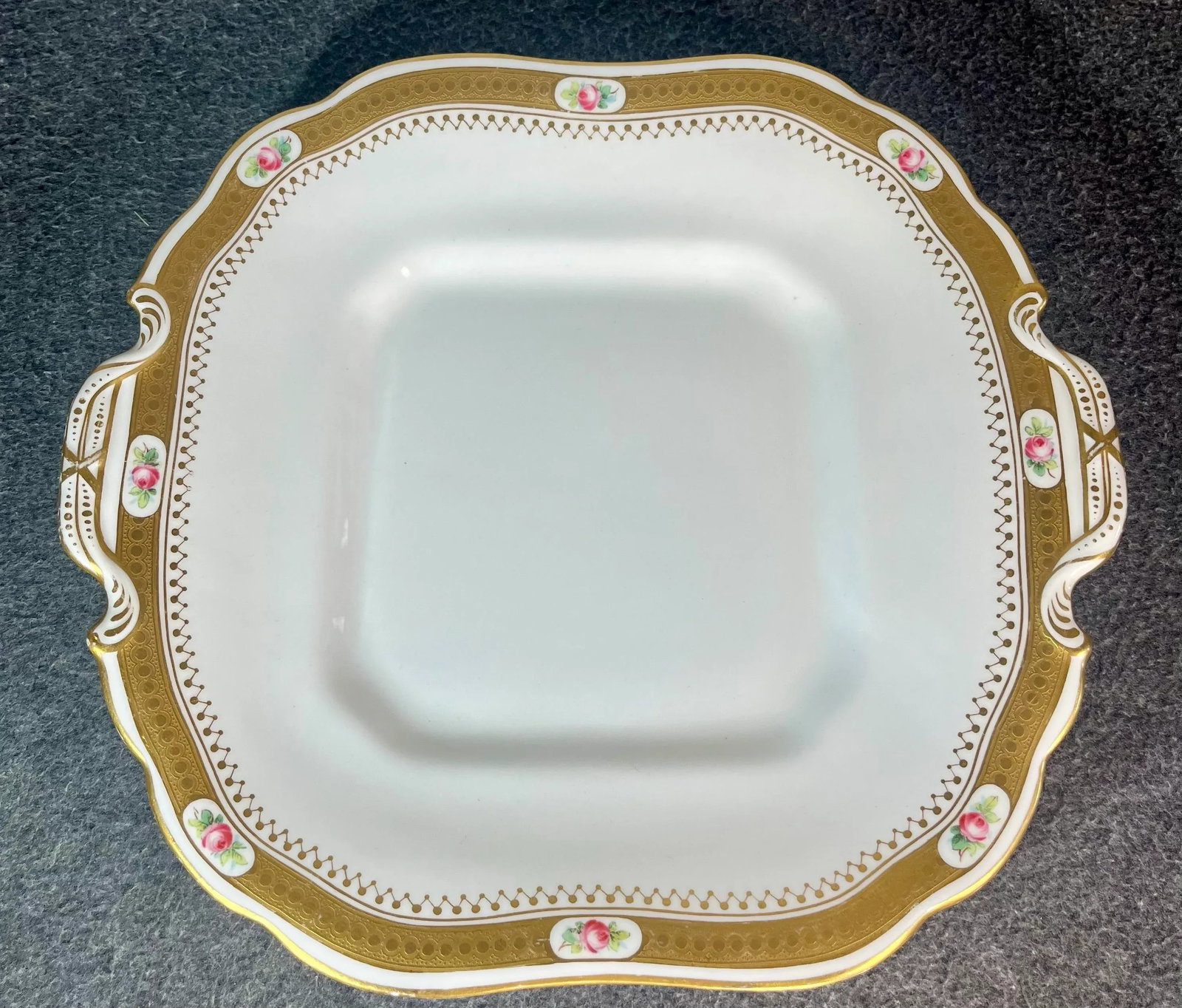 Antique Minton Square Handled Porcelain Cake Plate - 3