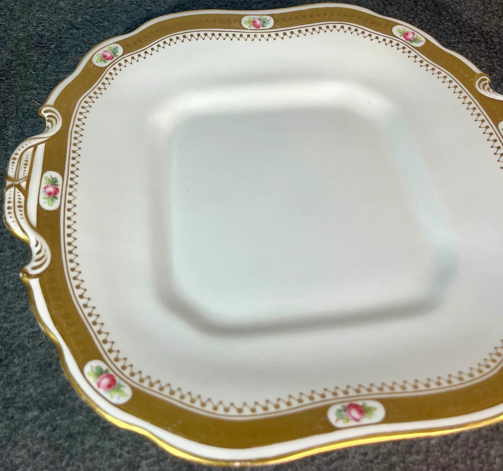 Antique Minton Square Handled Porcelain Cake Plate - 4