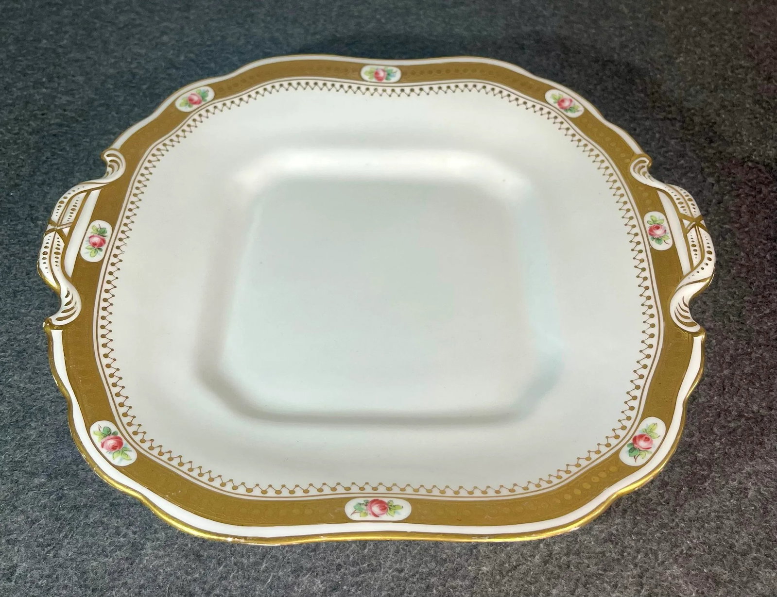Antique Minton Square Handled Porcelain Cake Plate - 5