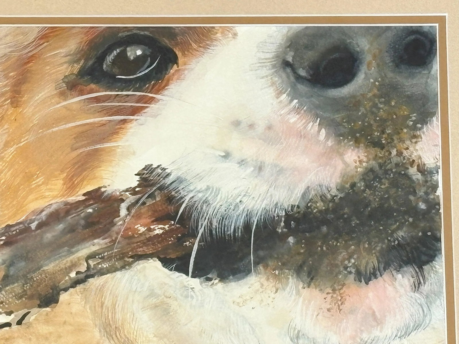 Framed Signed Original Watercolor Portrait of a Playful Terrier at the Beach by Capt Wick Reed - 4