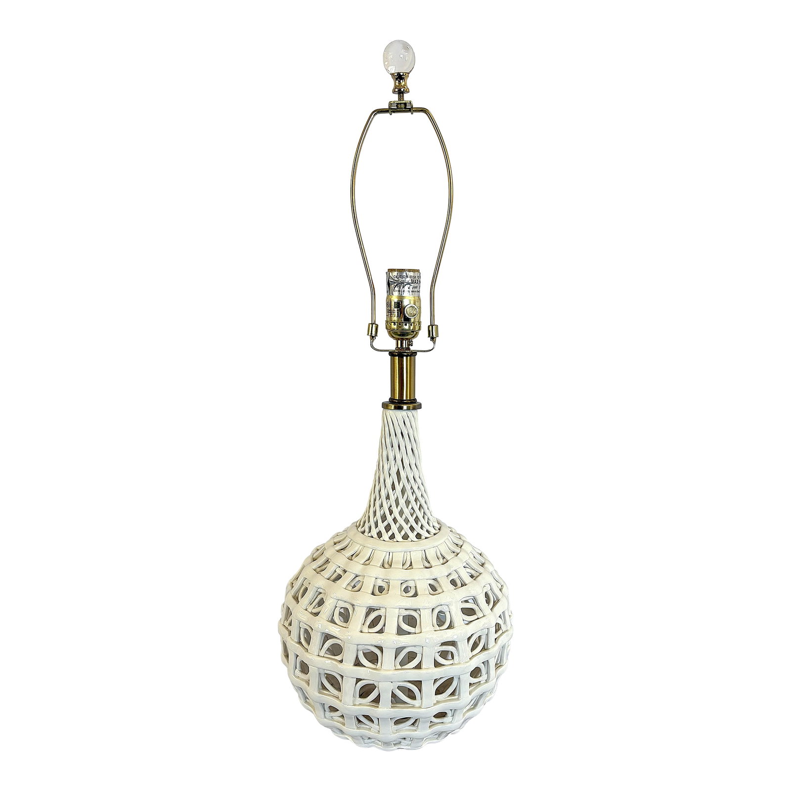 Vintage Blanc De Chine Reticulated Porcelain Lamp on Lucite Base (1 of 12)